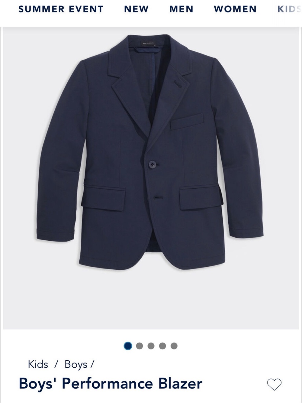 Vineyard Vines Boys' Performance Blazer - Blue - Size 14 - With Garment Bag